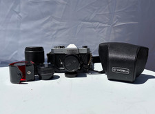 Vintage Yashica TL-Electro 35mm SLR Camera Lot w/ Telephoto Lens Cases Box