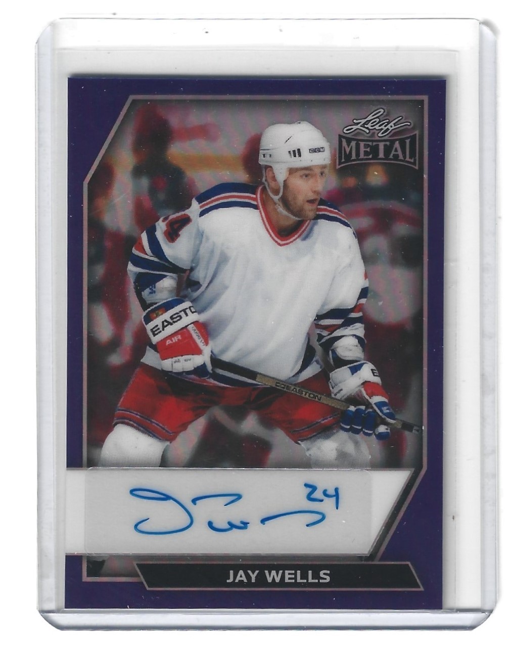 2026 Leaf Metal Hockey Jay Wells Base Auto BA-JW1 Purple Prismatic 7/7