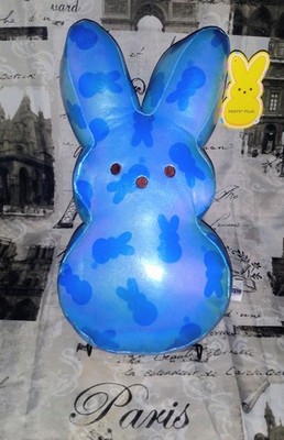 DAN-DEE PEEPS 15 inch Shiny Metallic Blue Bunny Easter Plush Pillow NWT RARE! 