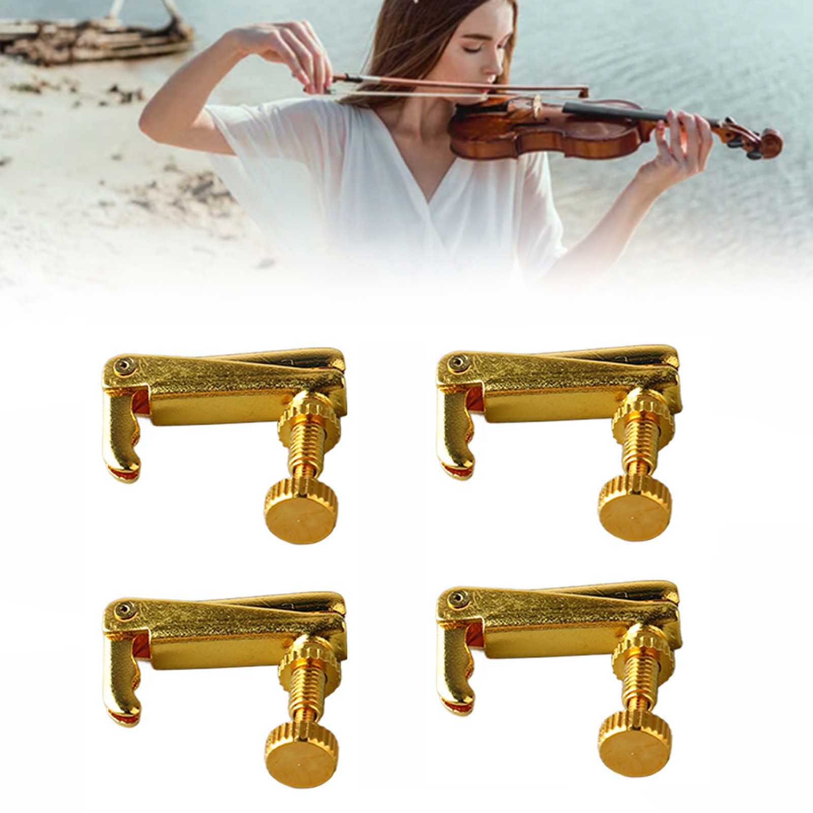 New 4Pcs 1/2 Violin Fine Tuner Metal Violin String Adjuster Part Musical Instrum