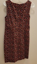 Vintage 90’s Teddi Black With Red Strawberry Sheath Dress Knee Length 10 Petite