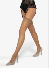 2pairs Gatta Womens Sheer Stockings for Garter | Black / Tan /Natural Made in EU