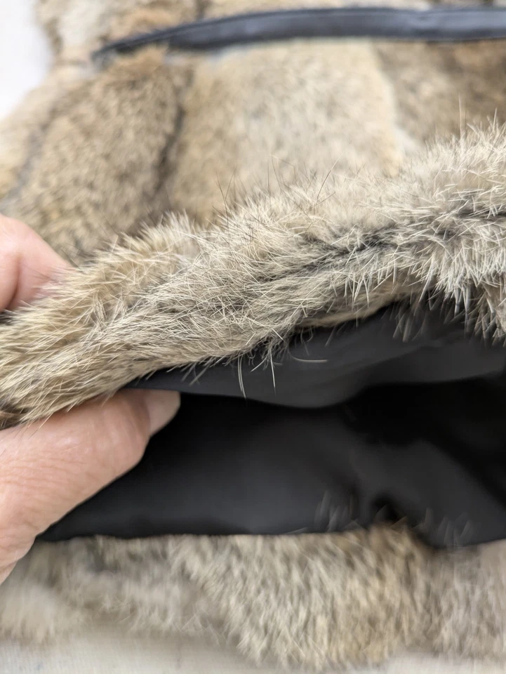 Chaleco Vintage Para Mujer Auténtico Piel de Conejo Cremallera Completa Talla L Express Foto 4 de 4