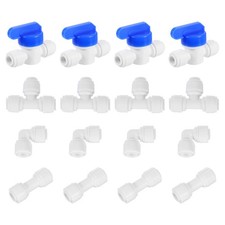 16Pcs Push to Connect Fittings Kit, 1/4" OD x 1/4" OD, 4 Types (6-6mm)