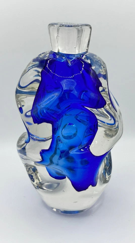 Decantador venezolano ICET Arte cristal de Murano por Bruno Ava azul transparente Sommerso 1980 Foto 3 de 4