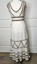 Zara Sleeveless Midi Dress Size Small White Pintuck Bodice Boho Romantic Lined