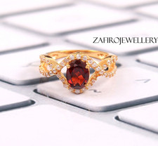 Natural Garnet Ring, 925 Sterling Silver, Bridal Ring, Engagement Ring, Gift Her