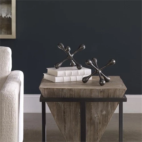 Uttermost Harlan Contemporary Aluminum Objects in Black Nickel/Gray (Set of 2) - Picture 3 of 5