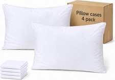 White Pillow Cases Queen Size Set of 4, 20x30 Envelope Closure Pillowcases, Soft