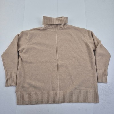 MONSOON Pullover XL beige Damen Pulli Rollkragen Strick Wollmischung