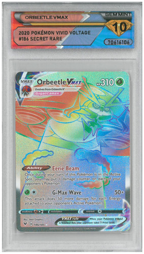 2020 Pokémon Vivid Voltage ORBEETLE VMAX #186/185 Secret Rare 💎 DSG 10 Gem Mint