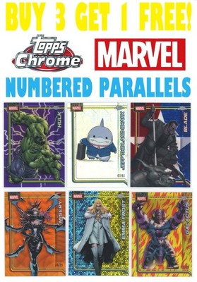 2026 Topps Chrome MARVEL NUMBERED PARALLELS (BUY 3 GET 1 FREE!) You Pick/Choose