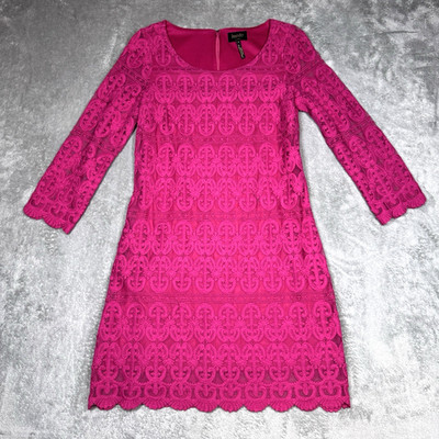 Laundry Shelli Segal Pink Lace Dress Women Size 8 Sheath Cocktail Party Elegant