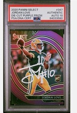 2020 Panini Select - Field Level Jordan Love  Purple Prizm Die-Cut auto on card