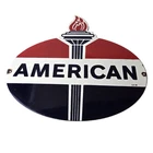 Vintage American Standard Sign - Porcelain Torch Gas Station Pump Plate Sign