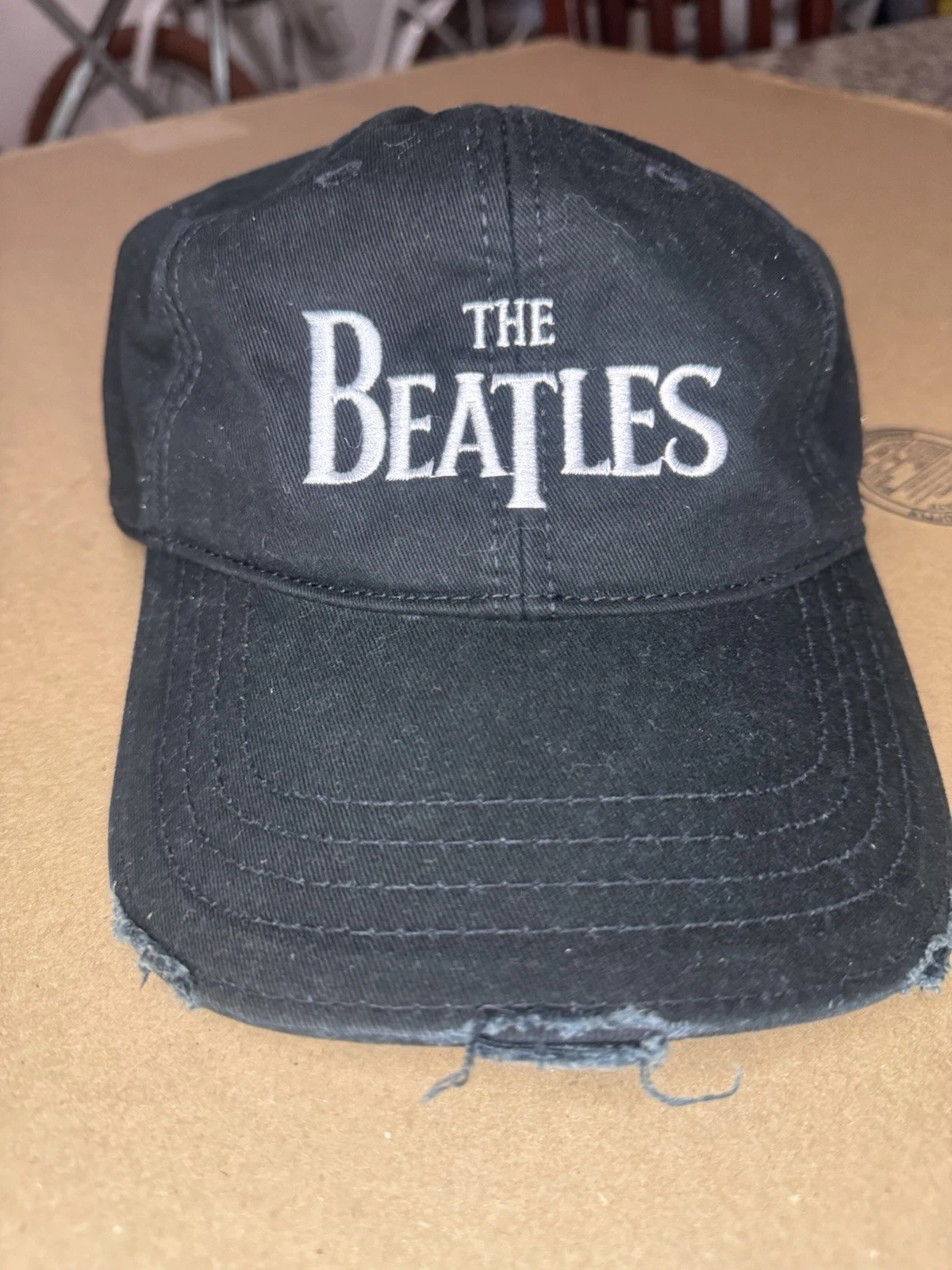 Vintage 2009 The Beatles Drop-T Logo Distressed Dad Hat Black Strapback Cap - product detail image 2