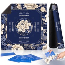 Mahjong Mat with 4 Professional Tile Mixers  Storage Bag, 31.5x31.5 Inch, 3....