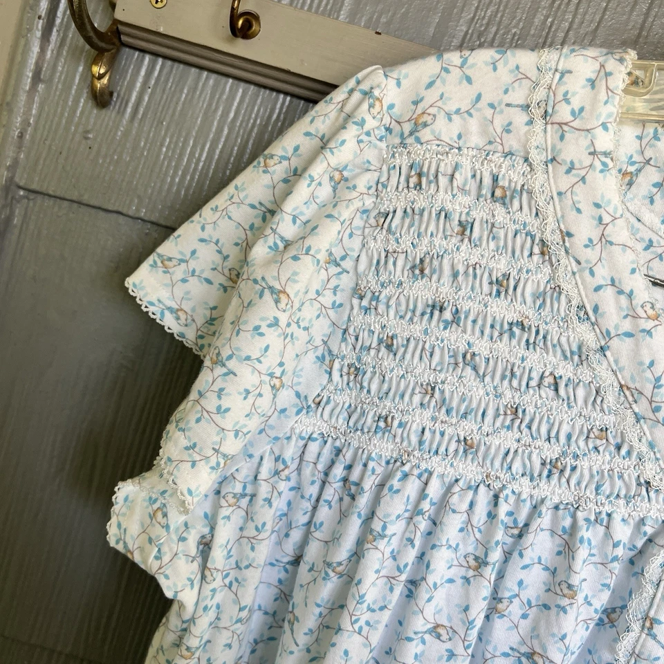 Miss Elaine Mujer L Mezcla de Algodón Azul Floral Verano Camisón Dormir Casa Vestido Foto 4 de 4