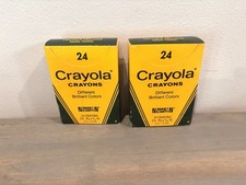 Lot of 2 Vintage Crayola Crayons Binney  Smith Box- 24 Count- Retired Colors