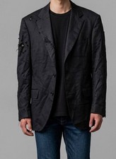 Canali Men's Black Wool Solid Notched Lapel Two-Button Suit Jacket Size 52R