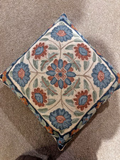 Vintage Cushion-From Bali. Blue & Pink Embroidery.