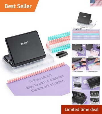 10-Hole Binding Machine for Planners - Metal Manual Binding System with 10 Mu...