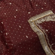 Sanskriti Vintage Red Dupatta Long Stole Net Mesh Hand Beaded Premium Wrap Veil