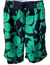 Ron Jon Swim Board Shorts L Trunks Hawaiian Hibiscus Floral POCKETS Beach Cruise