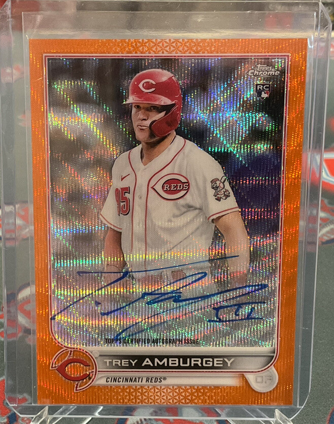 2022 Topps Chrome Trey Amburgey Orange Wave Rookie Refractor Auto /25 Reds