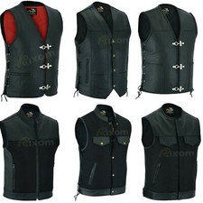 Leather Waistcoat Bikers Vests Cut Motorcycle Black Various Club Bikers Vests