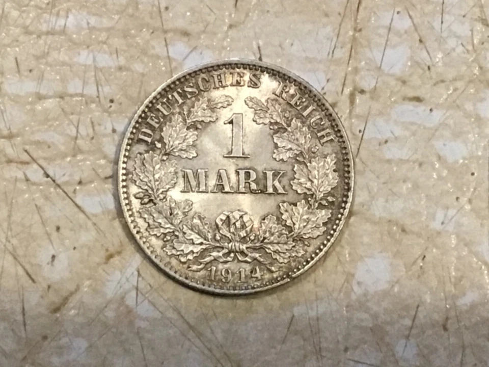 SILVER 1 Mark 1914E 1914A 1917 BANKNOTE 20 & 5 MARK 1914 12 UNC STAMP 1914-1918  - Image 3 of 4