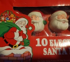 Vintage Blinking Santa Heads Light Set Electrified working