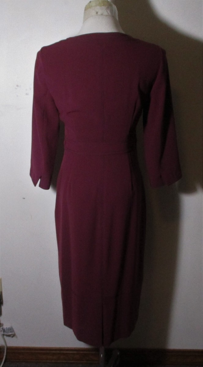BODEN Burgundy 3/4 Sleeve Midi Dress Women's Size 4 US