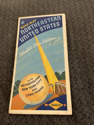 Vintage Sunoco Oil Road Map NY World s Fair Edition MA1