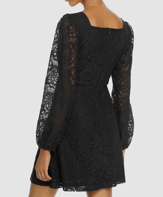 Aqua Womens Lace Square Neck Cocktail Dress Black Xs