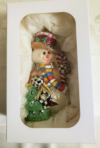 MacKenzie Childs HOME SWEET SNOWMAN Glass Ornament Rare Design Sample Variant - Picture 7 of 10