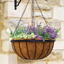 14" Metal Hanging Basket Outdoor Planters Durable Garden Flower Decorations