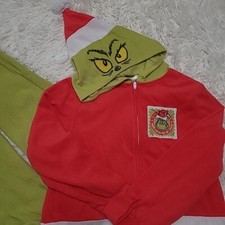 Kids Dr Seuss The Grinch One Piece Pajamas Suit Boy Girl Christmas Costume M 8 