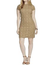 Lauren Ralph Lauren Women's M Brown Snake Print Round Neck Shift Knit Dress