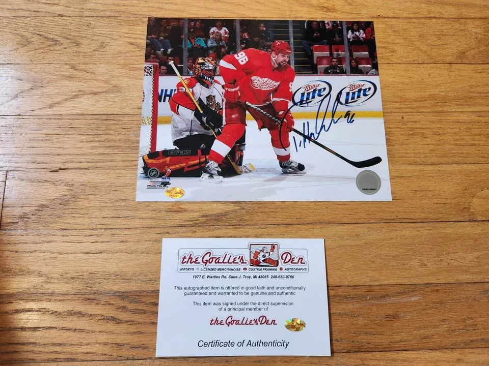 Detroit Red Wings 8 x 10 Photo Autographed Tomas Holmstrom The Goalie's Den COA - Image 2 of 4