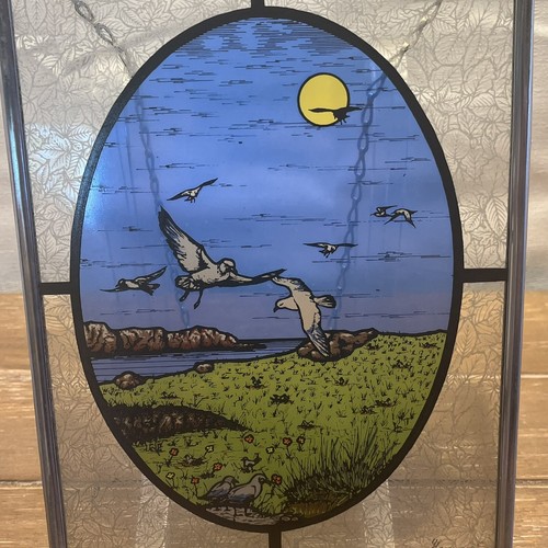 Sun Catcher Glass Wall Window Decor Seagull Ocean Island Signed Hand Made EUC - Picture 9 of 9
