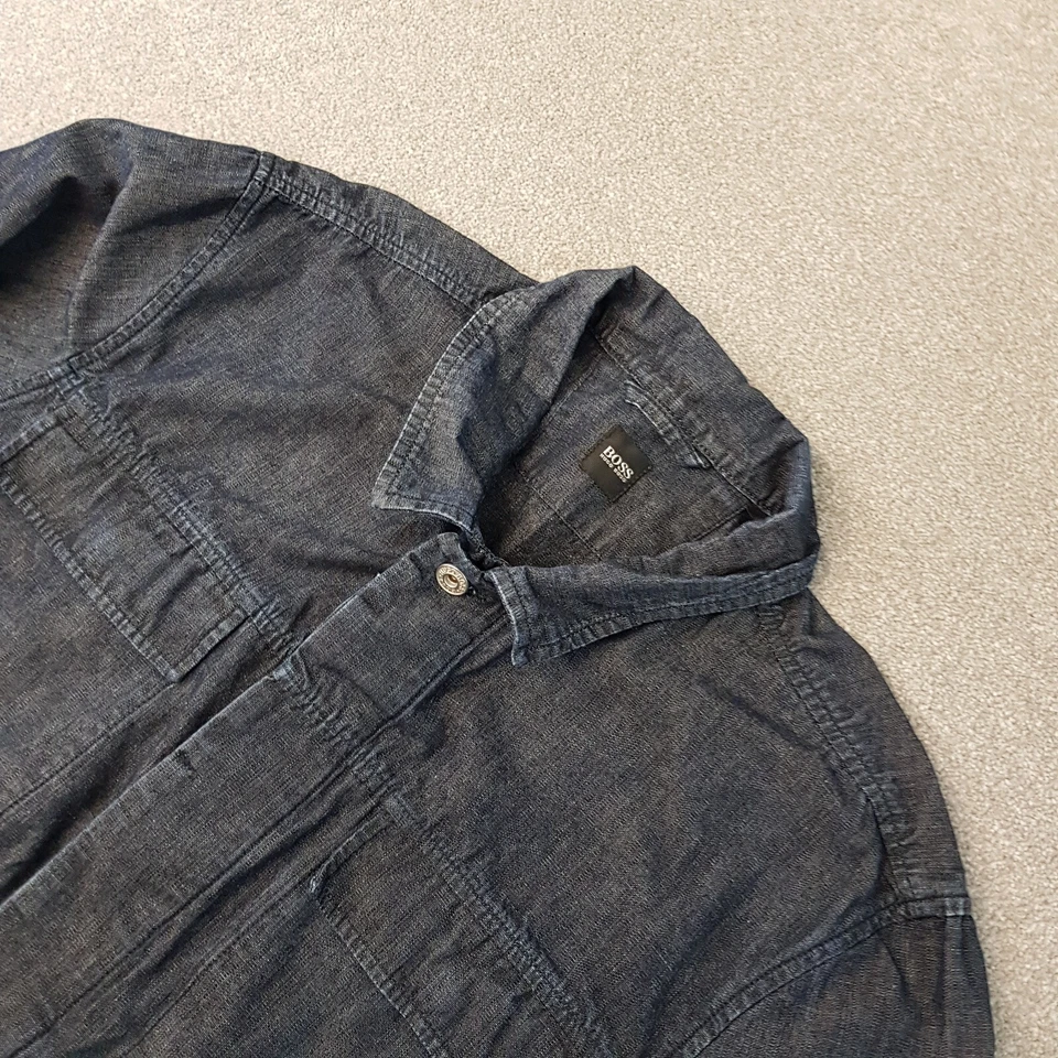 Hugo Boss Mens Jacket Medium Blue Denim Chore Utility Worker Field Sack Frisco - Image 2 of 4