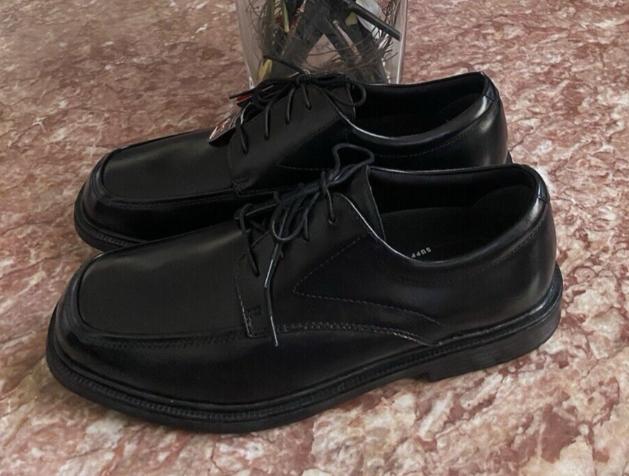 SAOLA Scarpe eleganti Oxford nuove con etichette Nunn Bush nere in vera pelle taglia 12 M