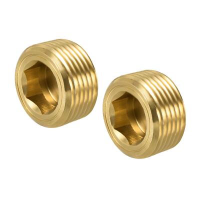 2x Messing Rohrstopfen 3/4'' NPT Außengewinde Sechskant Innenkopf Steckverbindung