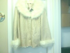 Iman Jacket Beige Faux Fur White/cream Size 2x New With Tag
