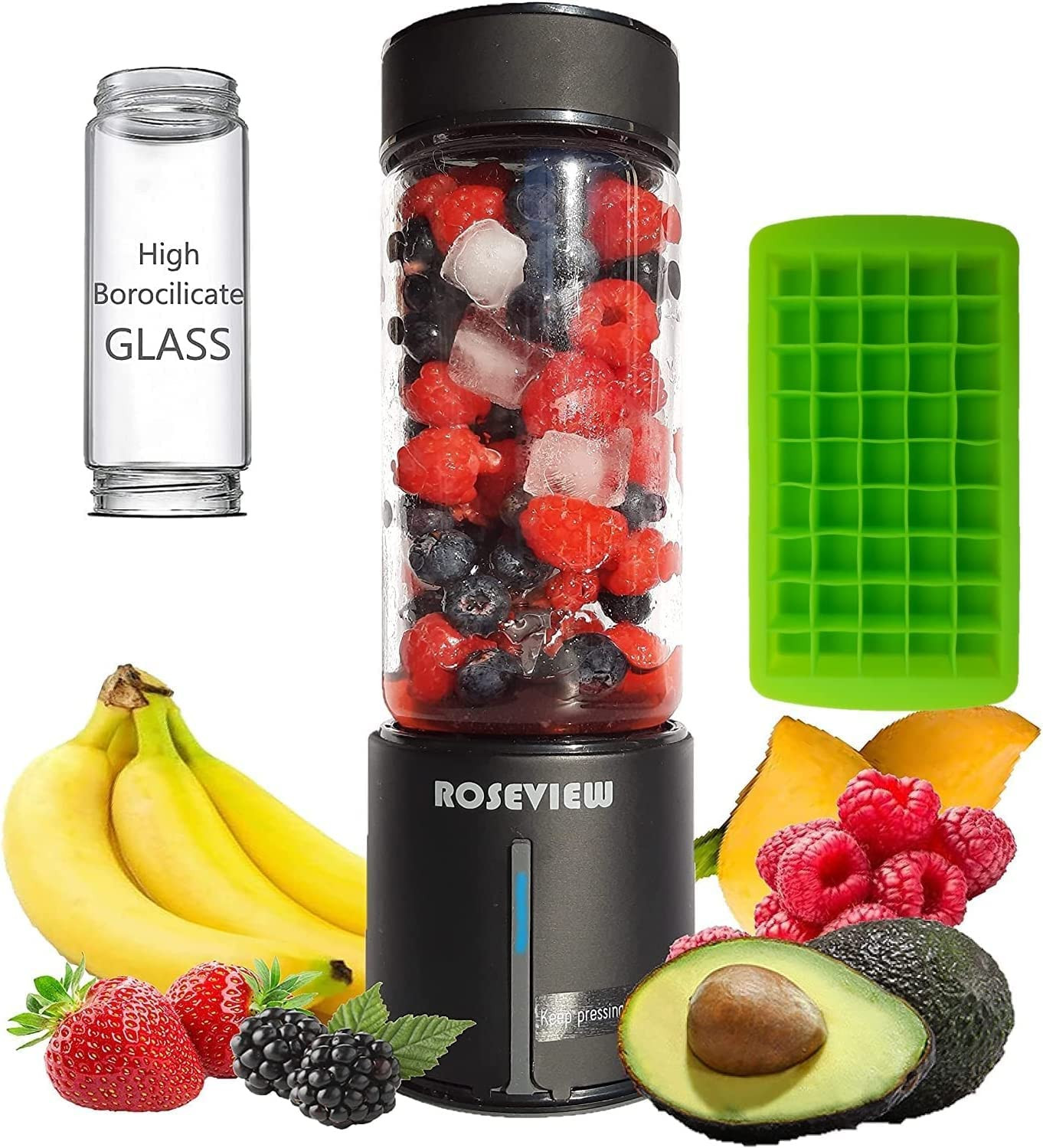 Frullatore Portatile in Vetro Borosilicato - USB Ricaricabile per Smoothie