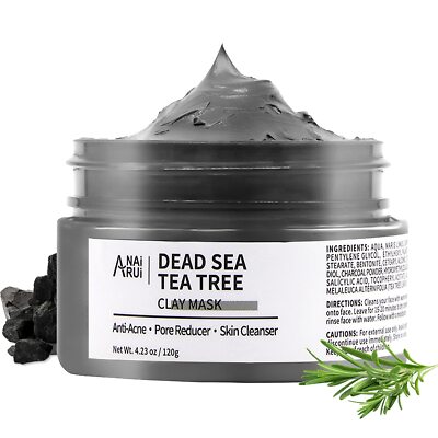 Dead Sea Mud Mask with Tea Tree Oil & Salicylic Acid,Charcoal natural Ingredient