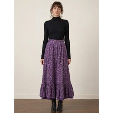 Gunnies Gunne Sax Vintage Skirt Floral Purple Ruffle Hem Prairie Cottagecore