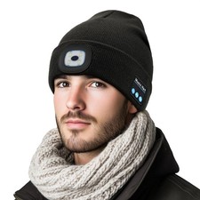 Bluetooth Beanie with Light, Rechargeable Wireless LED Music Cap, Warm Hat Un...