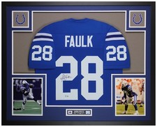 Marshall Faulk Autographed & Framed Blue Indianapolis Jersey Auto Beckett COA